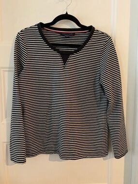 Tommy Hilfiger , women's Striped Long-Sleeve Tee - Black & White